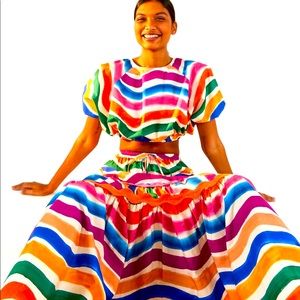 NEW! FARM Rio Dancing Stripes Skirt and Crop Top